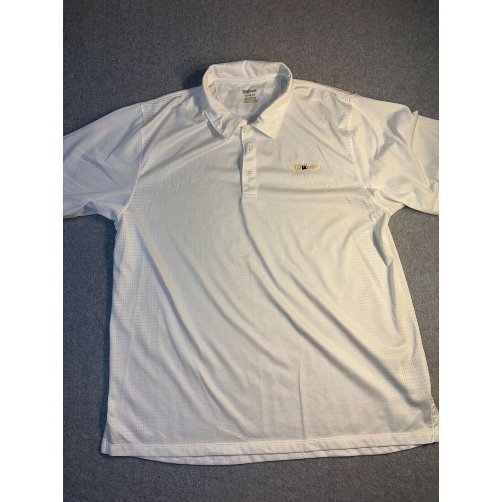 Wilson‎ Polo g Shirt Men's XL White Mash Short Casual Sleeve Logo Collared golf